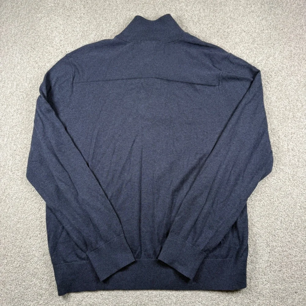 NEW Banana Republic Sweater Mens XL Blue Cotton Cashmere Button Mock Neck